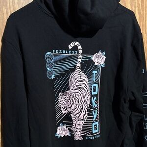 No Boundaries Black Hoodie with Tiger Graphic